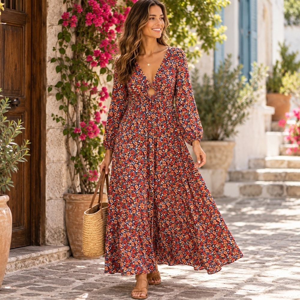 Boden Floral Maxi Dress Womens 6R NWT Cotton Tencel Ring Detail Pockets